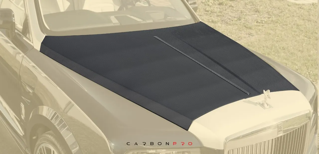 Carbon Engine bonnet with bar exposed