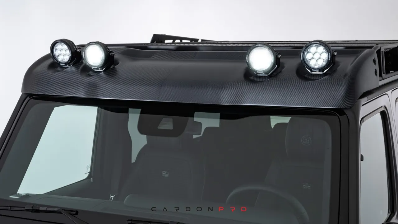 Carbon wind deflector with LED headlights