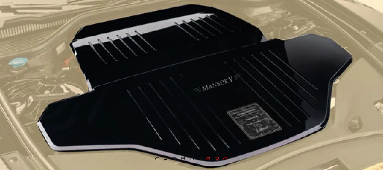 Engine carbon cover with emblem