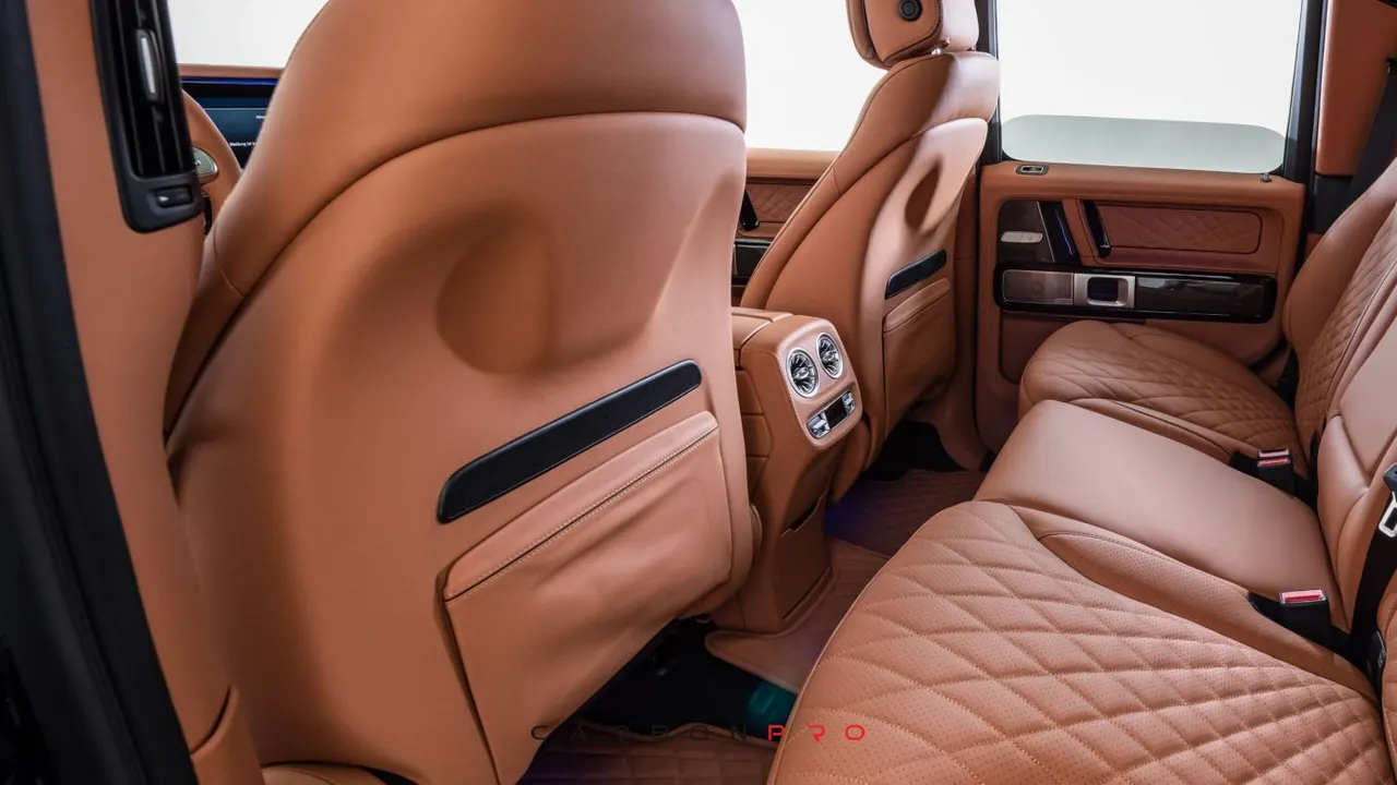 Leather backs front seats