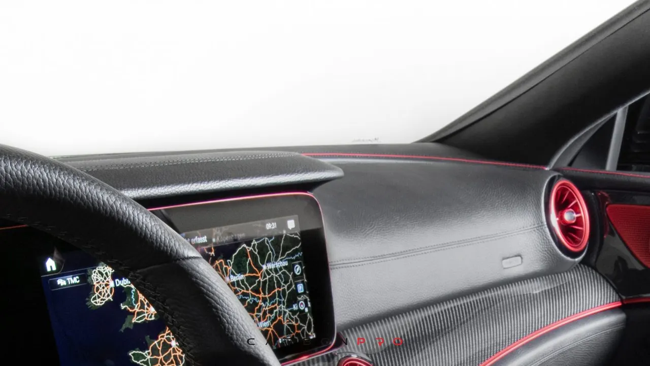 Leather upper section of dashboard