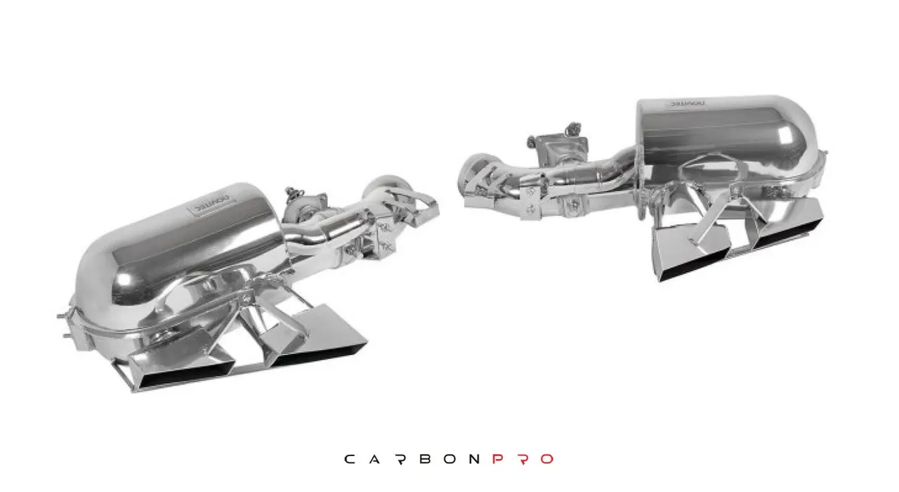 Power optimized exhaust system with flap-regulation for original tips