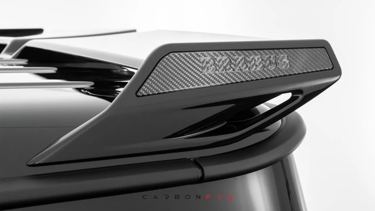 Rear spoiler with carbon inserts