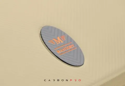 Carbon emblem for engine bonnet