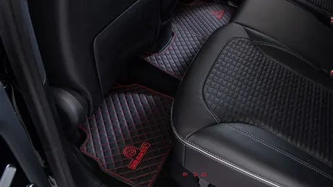 leather floor mats black-red quilted